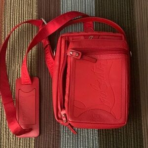 Christian Louboutin Red Crossbody Bag with Embossed Design